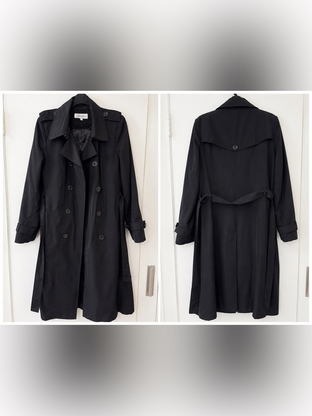 Calvin Klein Black Classic Double-Breasted Trench